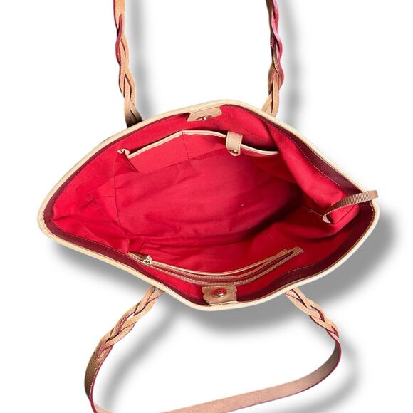 Dooney & Bourke Eva Bailey Travel Tote Cranberry Red Pebble Leather Shoulder Bag - Picture 8 of 12